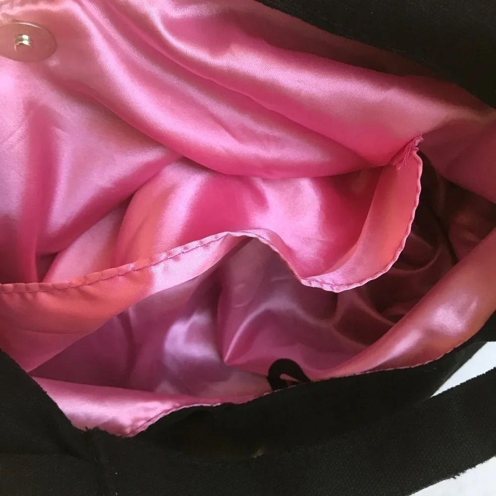 CHI Satchel Bag Black with Pink Lining with a Bow